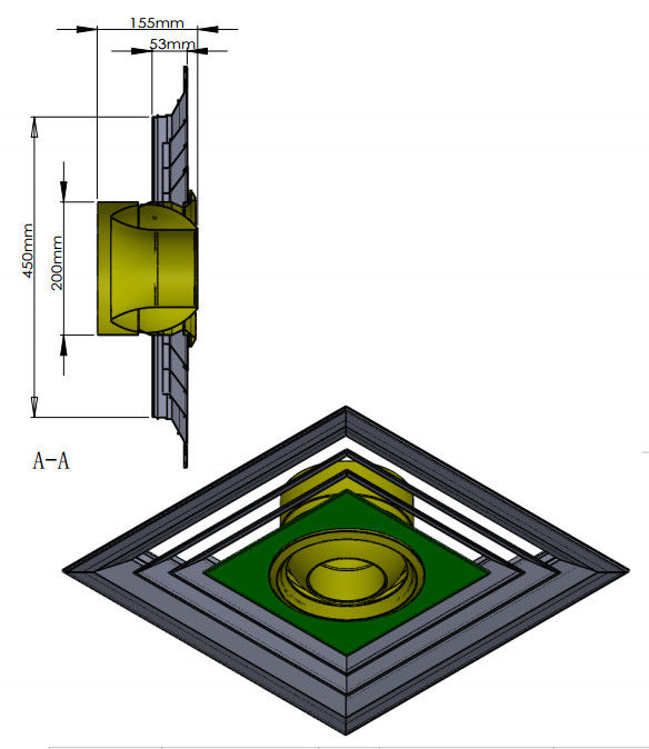 Kombinierte quadratische Klimaanlagen-Grills und Diffusoren 0
