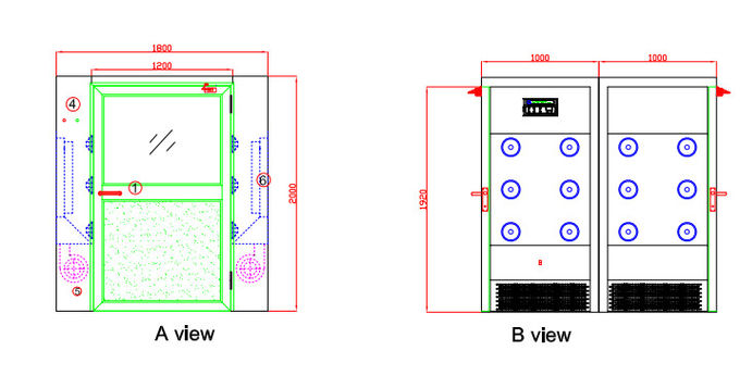 Industrielles 4 Personen-Luft-Duschsystem-einzelnes Blatt-große Tür, 22-25m/s Windgeschwindigkeit 4