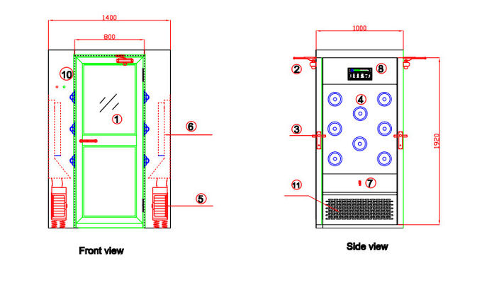 Hoher Standard-automatische Edelstahl-Luft-Dusche eine Peronal mit der Ausgangs-Tür zugeschlossen 3