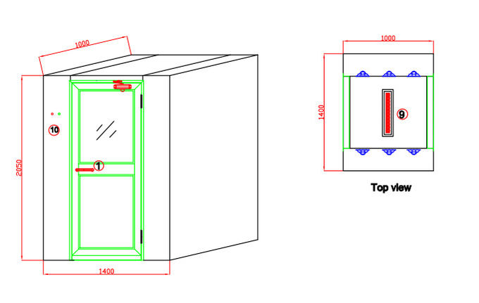 Hoher Standard-automatische Edelstahl-Luft-Dusche eine Peronal mit der Ausgangs-Tür zugeschlossen 4