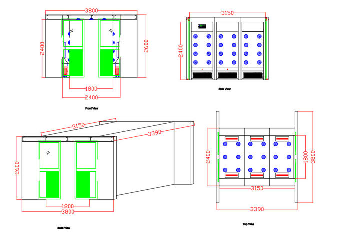 Industrie Cleanroom-Luft-Duschsystem-Tunnel mit automatischen Schiebetüren der Breiten-1800 2