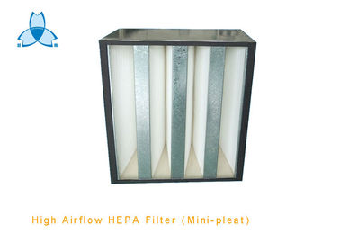 V Zellminifalten-Luftfilter für hohe Luftströmungs-Klimaanlage-Einheit, 99,97% unten 0,3 um