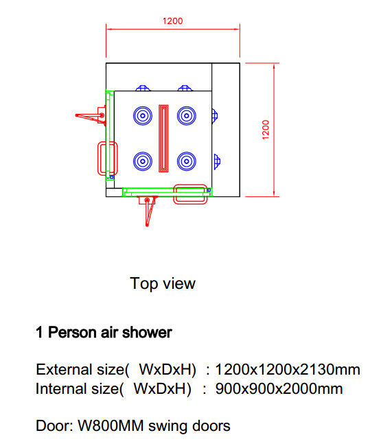 Persönliche Cleanroom-Luft-Dusche mit dem Zwei-seitigen Schlag für eine Person, automatische Funktion 4
