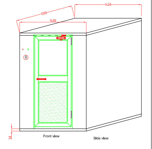Zusammengebaute Edelstahl-Luft-Dusche für ISO5 Reinraum, Halbleiter 2
