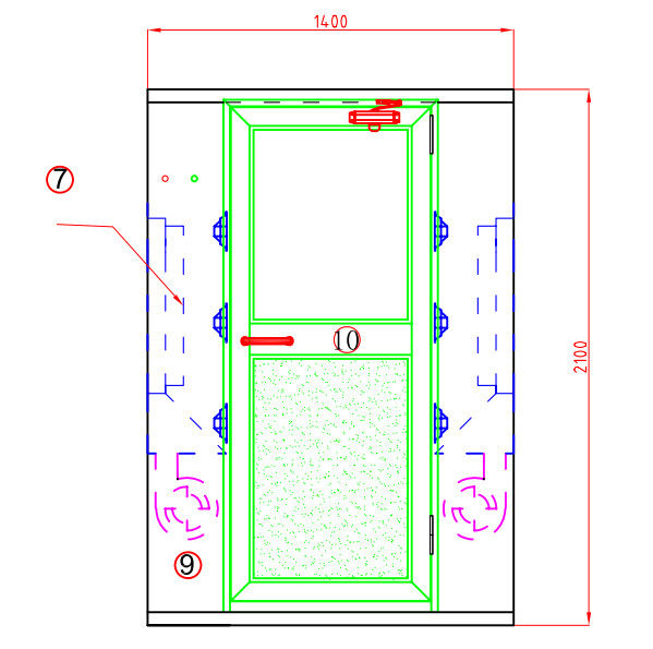 Zusammengebaute Edelstahl-Luft-Dusche für ISO5 Reinraum, Halbleiter 0