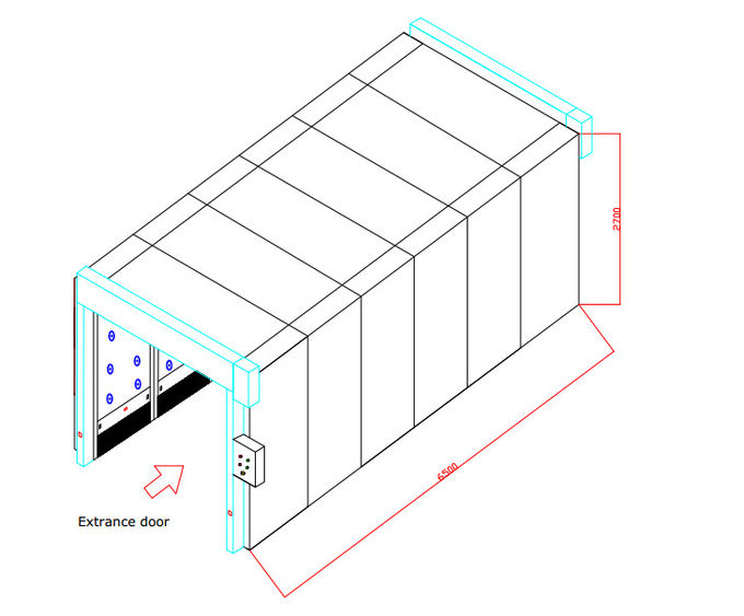 Enormer modularer Fracht-Luft-Duschtunnel mit 3 Seiten-Düsen, Selbst-PVC-Rollen-Türen 2