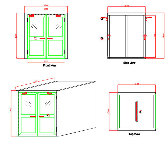 Großer Bereichs-dynamischer Durchlauf-Kasten, Reinraum-Durchlauf durch Fenster mit doppelten Blatt-Pendeltüren 1
