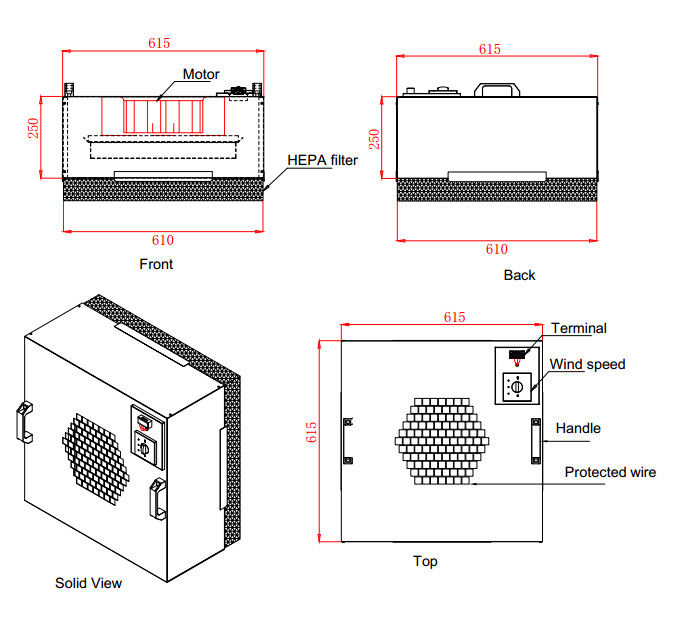 Motorisiertes Deckenlüfter-Filtrationseinheits-ultra dünnes lärmarmes mit langer Nutzungsdauer 0