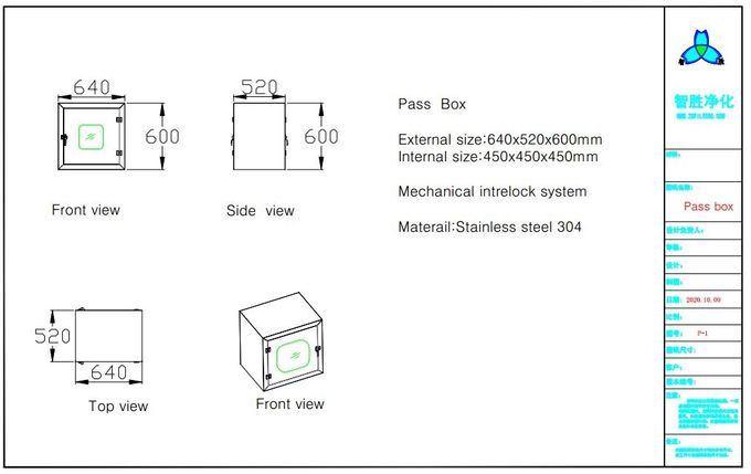 Mechanischer Durchlauf-Kasten des Verriegelungs-Edelstahl-304 für Reinraum 0